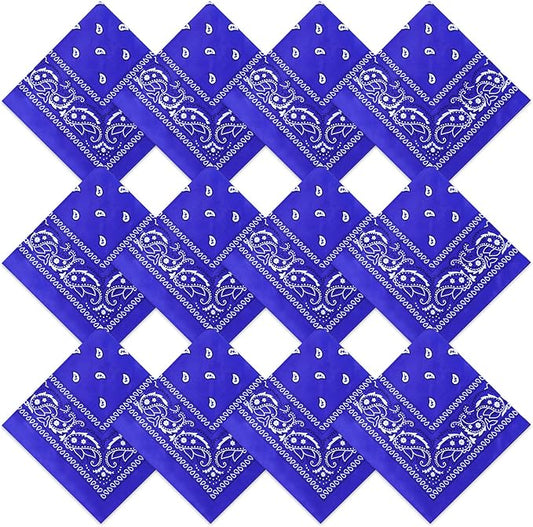 Suhine 12 Pcs Bandanas Bulk 22 x 22 Inch Paisley Headband Cowboy Handkerchief Christmas Thanksgiving Gift for Women Men