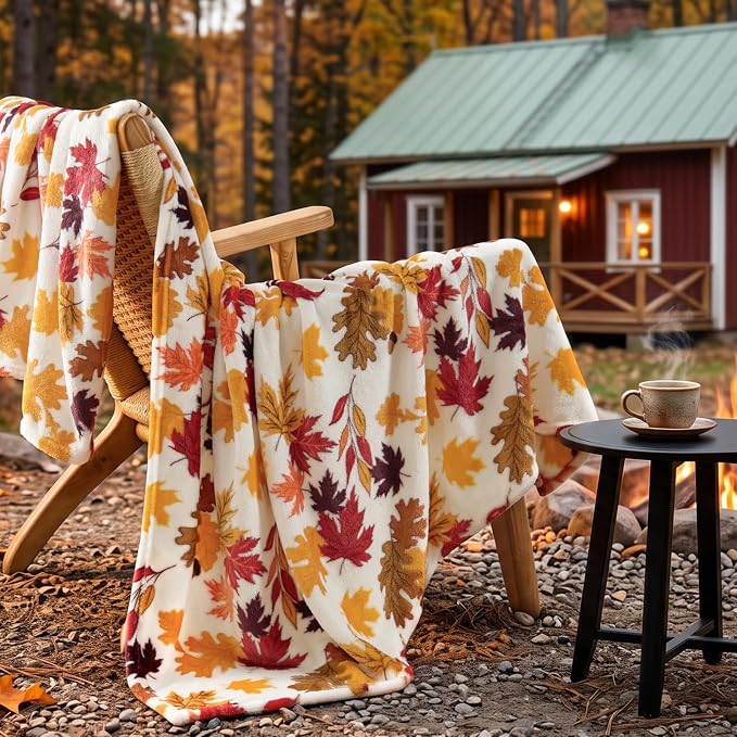 BEDELITE Fleece Blanket Soft Fall Throw for Couch Autumn Leaves 50"x60" | Ultra Soft Fleece, Plush Microfiber, Lightweight Warmth, Thanksgiving Gift, Fall Home Decor, Machine Washable, Couch Sofa Bed