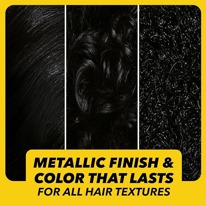 got2b Metallics Permanent Hair Dye, Midnight Black, Hair Color for Women & Men, Formulated with Metallic-Shine Booster for Cool, Shimmering Tones, Lasts Up to 30 Washes, 1 Kit