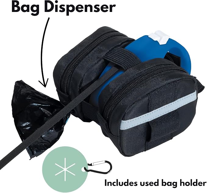 Gracie To The Rescue Leash Bag, Compatible with flexi retractable leash, treat and poop Bag Holder for leash, Waste Bag Holder (Blue)