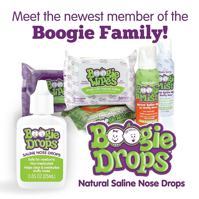 Boogie Wipes Saline Nose Wipes - 180 Count - Fresh Scent, Hypoallergenic & Alcohol-Free - Allergy Relief - Made with Natural Saline, Aloe, Chamomile & Vitamin E - Diaper Bag Essential