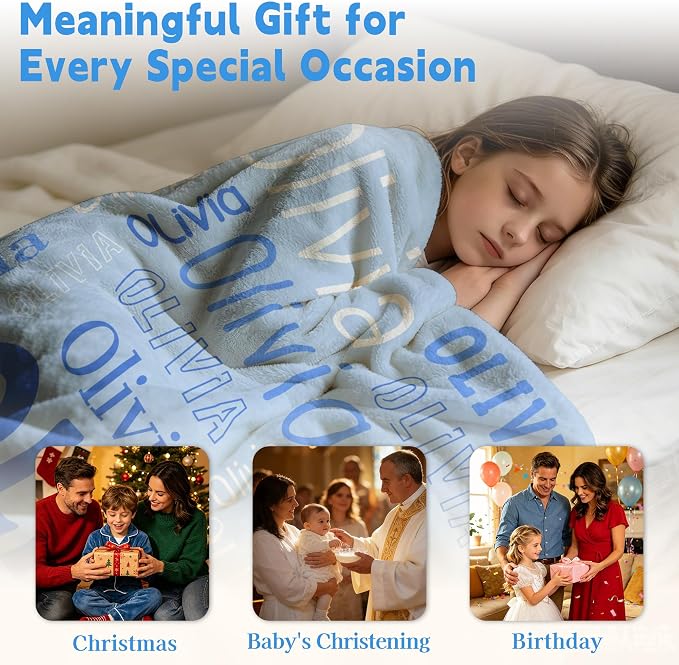 Custom Blanket with Name, Personalized Name Blankets for Teen Girls Boys Kids Baby, Customized Flannel Throw Blanket Gifts for Christmas Birthday - Printed in USA