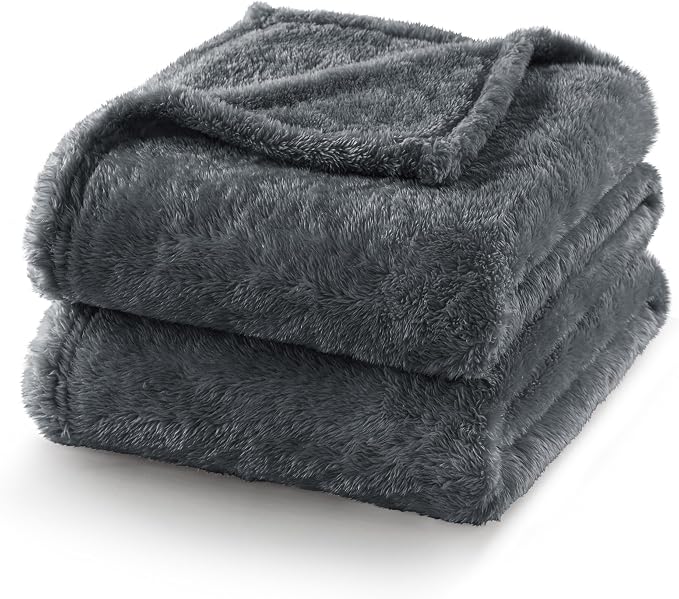 Exclusivo Mezcla Fuzzy Plush Fleece Bed Blanket Twin XL Size, Dark Grey | 90x66 Inches, Super Soft and Cozy Bed Blanket, Fluffy Blanket for Bed, College Dorm Room Essentials, All Season