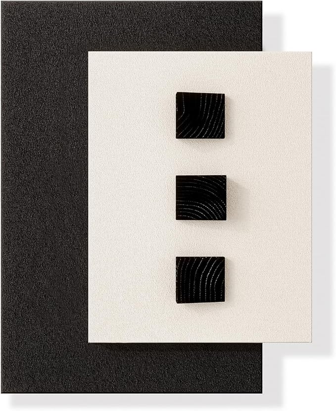 Cuspin Large 3D Wood Wall Art for Living Room, Minimalist Black and White Geometric Wall Decor, Modern Textured Wooden Blocks Artwork for Bedroom Dining Room Office Hallway