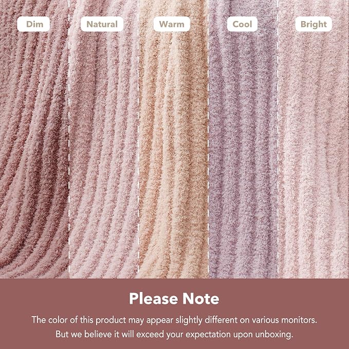 Snuggle Sac Summer Pink Throw Blanket for Couch, Soft Cozy Ribbed Fluffy Blankets for Women, Warm Microfiber Knit Cute Throws for Girls Daughter Gifts, Pink, 50x60 inches