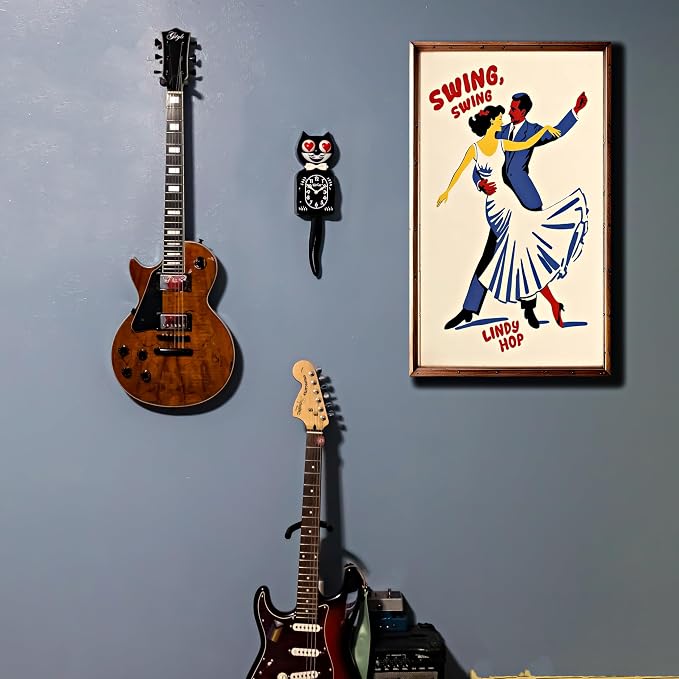 KIT CAT Klock Classic Black with Heart Eyes - Iconic Cat Clock with Moving Heart Eyes and Tail, Battery Operated Wall Clock, Made in USA, Perfect for Home Decor, Mid-Century Modern Clock, Unique Gift