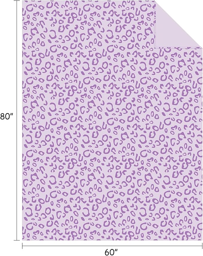Flannel Fleece Throw Microfiber Blanket with 3D Cheetah Print,60"X80",Purple