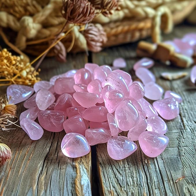 Polished Rose Quartz Crystal Chips 200 Pcs - 0.3" 10 oz Tumbled Stone Chips Crushed Sea Glass Stones Healing Reiki Crystal Jewelry Making Home Decoration