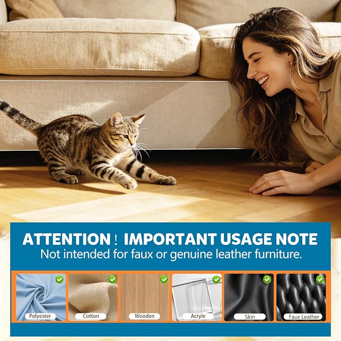 Anti Cat Scratch Furniture Protector – Clear Thicken Vinyl Tape 160"x17", Single-Sided Sticky Couch Protector from Cat Claws, Flexible Guard for Sofa Corner Door Walls Bed Leather