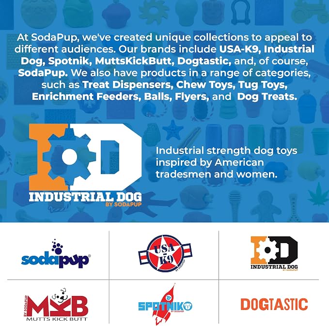 SodaPup Industrial Dog Gear Ball – Durable Ball Toy, Chew Toy, & Treat Dispenser Made in USA from Non-Toxic, Pet-Safe, Food Safe Natural Rubber Material for Bonding, Mental & Physical Exercise, & More