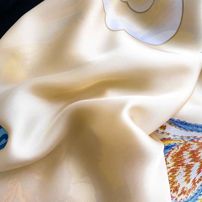 K-Elewon Large Square Scarf 43" Silk Scarf Fashion Scarves Silk Feeling Hair Wrapping Scarfs Night Sleeping Headscarf