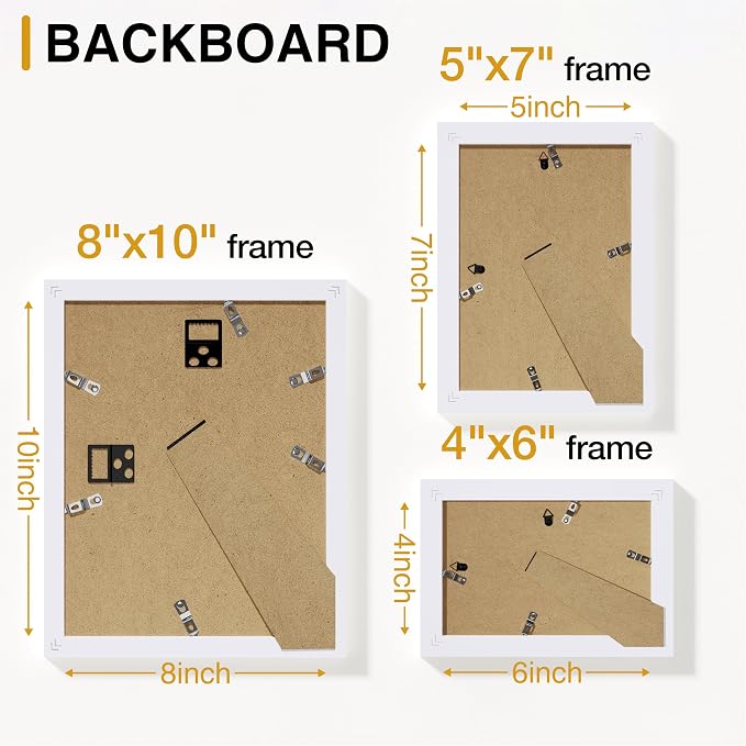 Vittanly 15 Pack Picture Frames Collage Wall Decor, Wall/Tabletop Display | White, Multi-Size Gallery Wall Frame Set: 3pcs 8x10, 6pcs 5x7, 6pcs 4x6. Picture Frame Set for Family