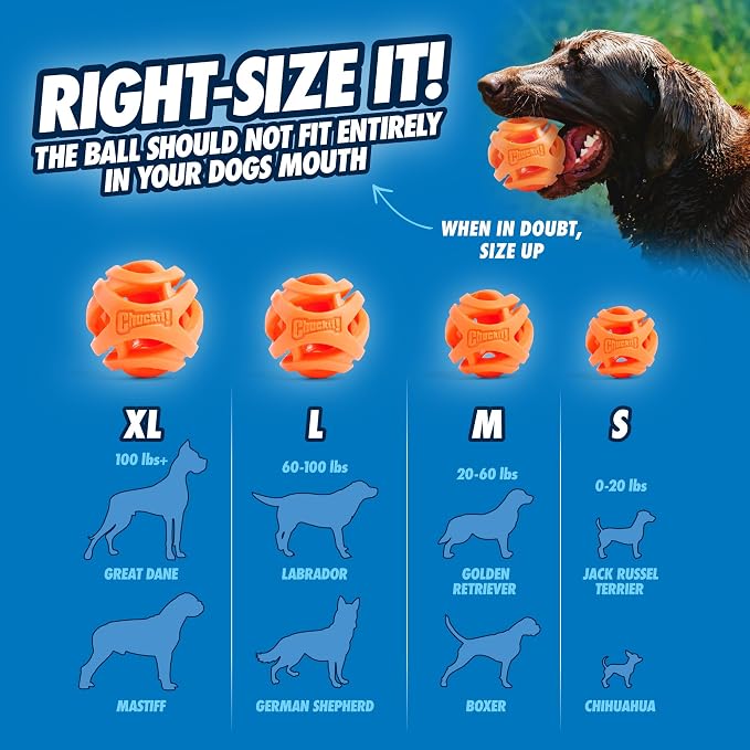 Chuckit! Air Fetch Ball, Large 3in, for Dogs 60-100lbs, 1 Pack