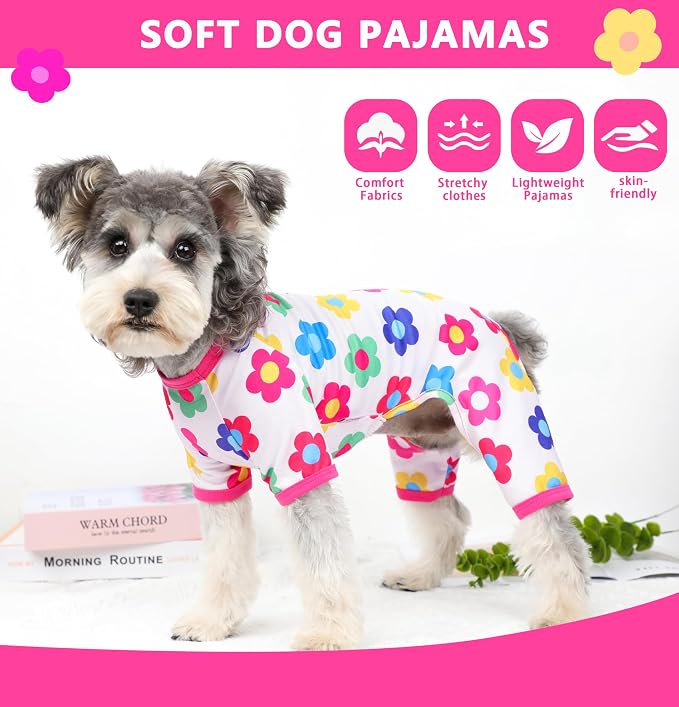 Dog Pajamas Spring Summer Dog Clothes for Small Medium Dogs Girl Boy Cute Soft Puppy Pjs Clothes Doggie Onesies Cat Pet Jammies Outfit (Rose,XL)
