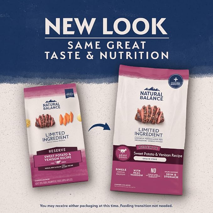 Natural Balance Limited Ingredient Adult Dry Dog Food - Balanced Nutrition for Adult Dogs - Grain-Free, Soy-Free Recipe - Limited Ingredient Formula - 22 lb - Reserve Sweet Potato & Venison Recipe
