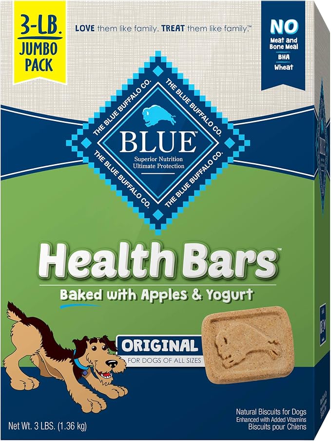 Blue Buffalo Health Bars Apple & Yogurt Dog Biscuits, 48 oz | Oven-Baked, Crunchy Texture, Omega 3 Fatty Acids & Antioxidants for Immune Health