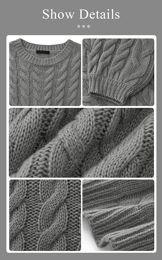 PRETTYGARDEN Womens Sweaters Spring 2026 Cable Knit Long Sleeve Crewneck Oversized Sweater Chunky Pullover Loose Outfits