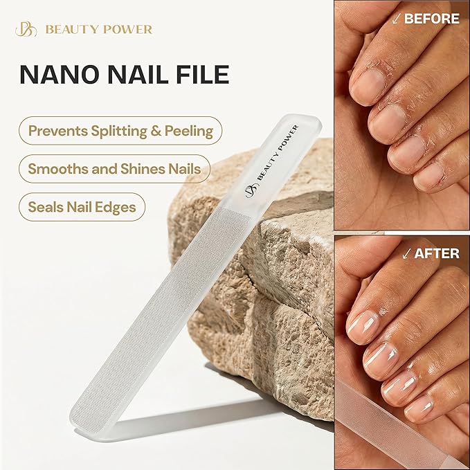 Manicure Pedicure Set 7-in-1 Stainless Steel, Ultra Sharp, Slanted Nail Clipper, Fingernail Clipper, Cuticle Nipper, Glass Nail File, Eyebrow Tweezers, Scissors, Case – Gift (Matte Gray)