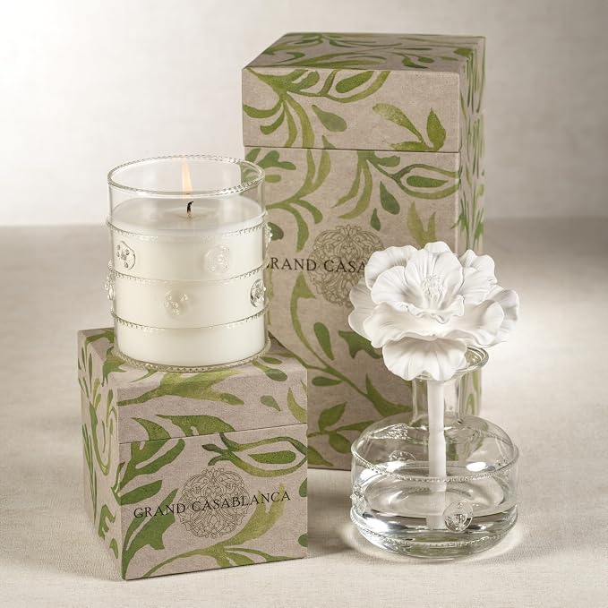 Zodax Grand Casablanca Glass Jar Scented Candle for Home Decor - Single-Wick Candle Ideal for Kitchen and Bathroom - Makes a Great Gift for Women and Men - Wild Tuberose - 12 Oz.