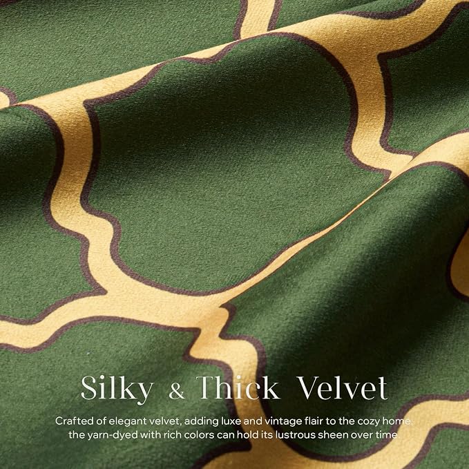 Phantoscope Set of 4 New Living Series Leaf Geometric Throw Decorative Velvet Pillow Cover Cushion Cover, Dark Yellow and Green 12 x 20 inches 30 x 50 cm