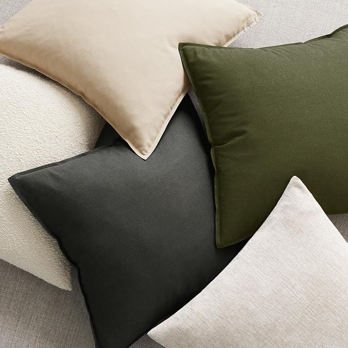 MIULEE Euro Shams Decorative Linen Pillow Covers 24x24 Inch Dark Gray | Pack of 2, Boho Farmhouse Modern Soft Accent Throw Pillows, Neutral Cushion Covers, Home Decor for Bed Sofa Couch Living Room