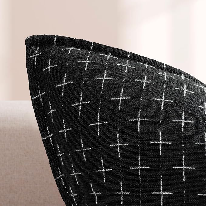 Pillow Covers 22x22 Set of 2 Soft Polyester Textured Pillow Covers with Stylish Flange Edge Cozy Farmhouse Throw Pillows for Couch Bed Sofa Living Room