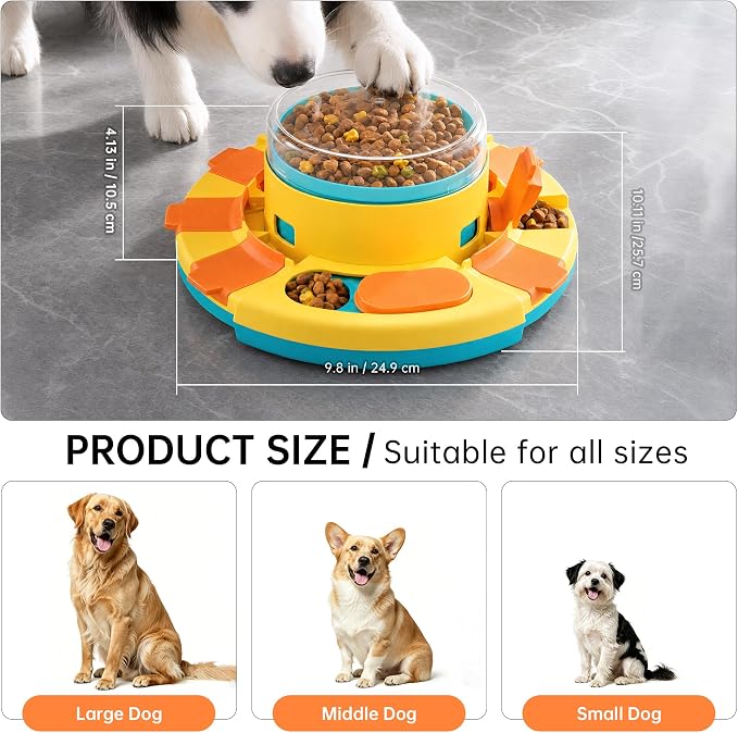 Dog Puzzle Toy 2 Levels, Slow Feeder, Pup Food Treat Feeding Dispenser for IQ Training and Entertainment for All Breeds,Blue