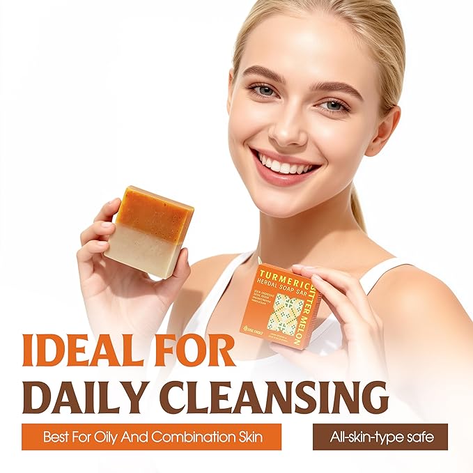 Turmeric & Bitter Melon 2-in-1 Natural Soap Bar (4.2 oz) | Herbal Freshness & Gentle Refreshing Cleanse | Cold-Processed, Handmade in Vietnam (Pack of 1)