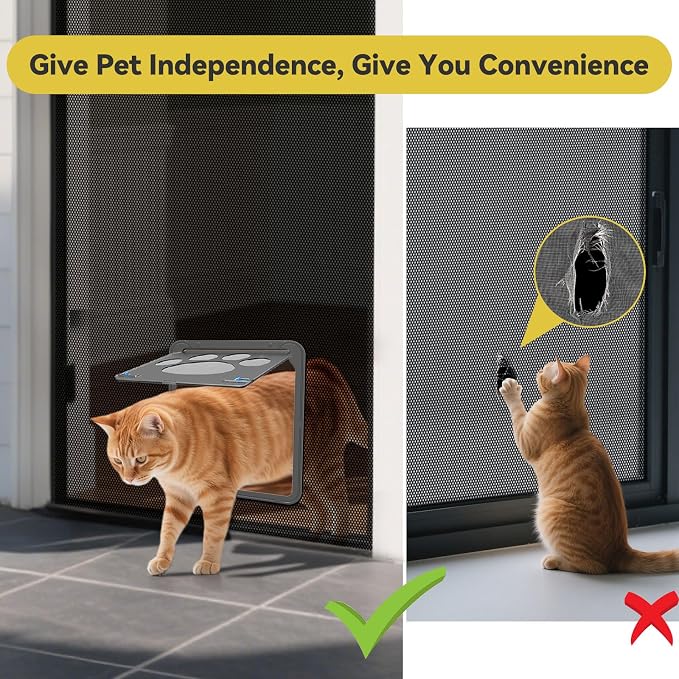 Dog Door for Screen Door, Cat Door Screen Small Dog Door Insert for Sliding Door Easy Install, Small 8"×10"
