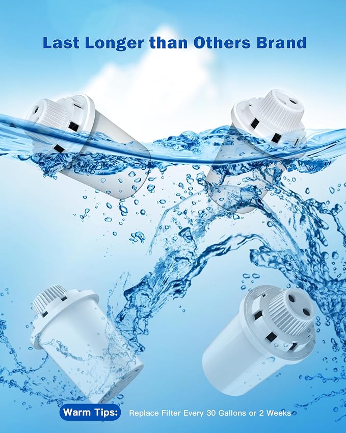 Water Fountain Replacement Filters, 4 Pack for D2223/2322/2340/2341 | Activated carbon and ion-exchange resin offer 7-layer filtration to reduce hair and odors; replace each filter every 2 weeks.