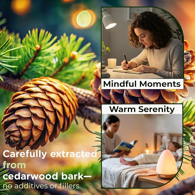 Cedarwood Essential Oil – 100% Pure and Natural Warm Woody Cedar Aroma for Diffusers, Aromatherapy, Hair and Skin Care, Scalp Massage, Soap and Candle Making – with Glass Dropper, 4 oz