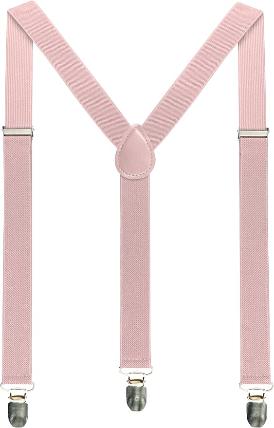 JEMYGINS Solid Color Mens Suspender with 3 Strong Clips Adjustable Braces