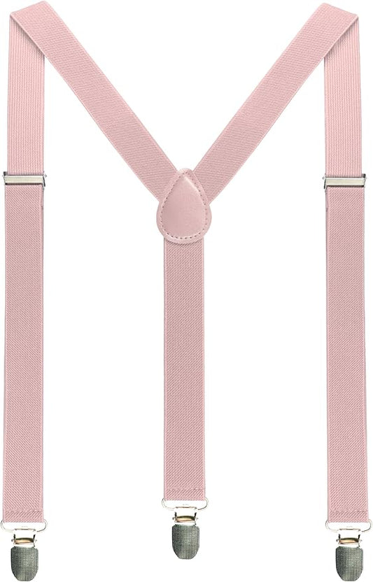 JEMYGINS Solid Color Mens Suspender with 3 Strong Clips Adjustable Braces