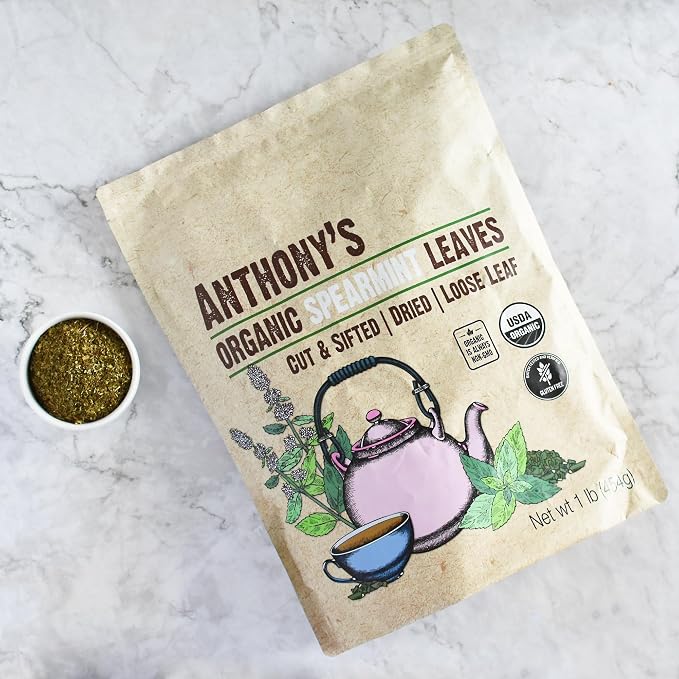 Anthony's Organic Dried Spearmint Leaves, 1 lb, Gluten Free, Non GMO, Cut and Sifted