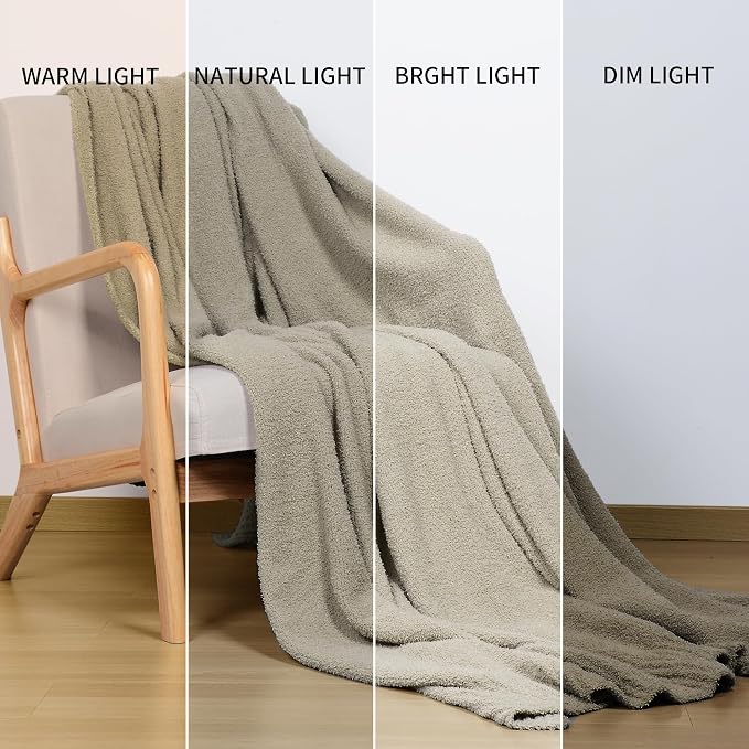 Taupe Warm Queen Size Fuzzy Knitted Blanket, Oversized Luxury Bed Blankets Soft Lightweight Plush Throw for Cozy Nights (Taupe, 90x90)