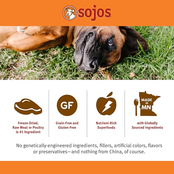 Sojos Complete Freeze Dried Raw Adult Dry Dog Food, Grain Free, Natural, Beef Recipe, 7 lb Bag