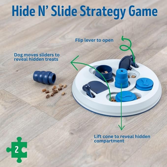 TRIXIE Dog Activity Hide N' Slide, Level 2, Strategy Game, Dog Puzzle, Treat Dispenser