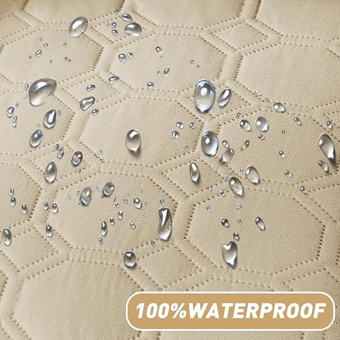ZNSAYOTX Ultimate Cozy Blankets (68"x82") 100% Waterproof Bed Mat Blanket for Dog Pets, Couch Sofa Protector with Non-Slip Back Washable Durable, Pee Scratch Proof Easy to Clean (Khaki)