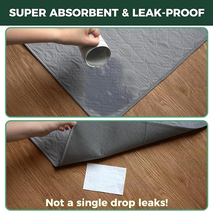 FXW Washable Pee Pads for Dogs, Super Absorbent, 35" Square, 2 Packs | Machine washable, Non-slip backing