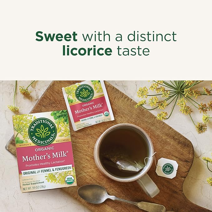 Traditional Medicinals Organic, Mother's Milk Tea - Supports Breastfeeding & Lactation with Fennel and Fenugreek - Kosher, Non-GMO, Caffeine-Free, Compostable - 16 Tea Bags (Pack of 2)
