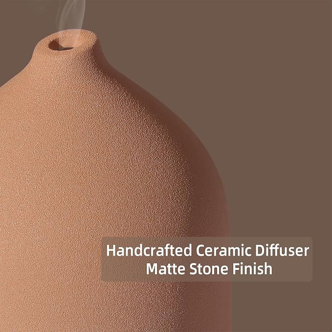 Gooamp 200ML Ceramic Essential Oil Diffuser - Ultrasonic Aromatherapy & Humidifier with 7-Color LED Lights, Auto Shut-Off, Brown, 1H/3H/6H Timer | Scent for Home,Office,Yoga