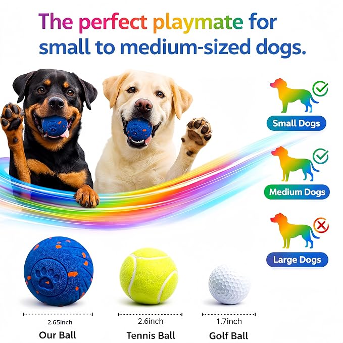 TEYYVN Interactive Dog Toys Dog Ball – 3 Play Modes Smart Moving Bouncing Dogs Ball, E-TPU Smart Dog Ball with Remote Control, Automatic Rolling Dog Toy for Small Medium Dogs to Boredom Relief (Blue)