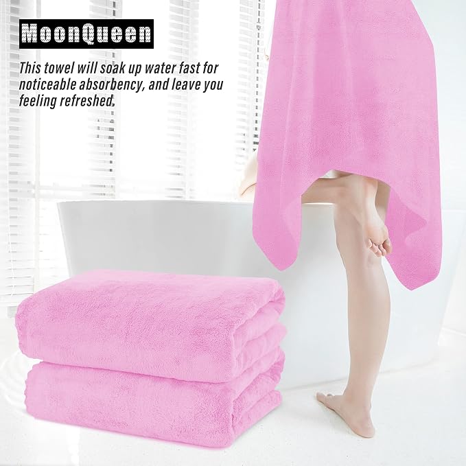 MOONQUEEN 2 Pack Premium Bath Towel Set - Quick Drying - Microfiber Coral Velvet Highly Absorbent Towels - Multipurpose Use as Bath Fitness, Bathroom, Shower, Sports, Yoga Towel (Frozen Berry)