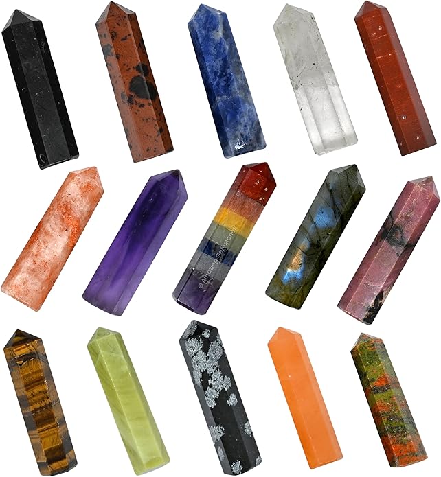Amazing Gemstone Crystal Points Bulk Healing Crystals & Stones - Premium Single Terminated Healing Wand Point Bulk Crystals for Crafts, Crystal Grid, DIY Work