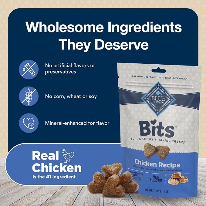Blue Buffalo Bits Chicken Training Treats, 4 oz | Real Chicken First, DHA for Cognitive Development, No Chicken By-Product Meals, Free from Red Dye 40