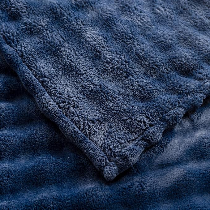 YUSOKI 3D Fleece Bubble Throw Blanket,Navy Blue, 50"x60" | Ultra Soft, Non-Shedding, Lightweight for All Season Use, stays fluffy after repeated washes, Perfect Gifts, Machine Washable