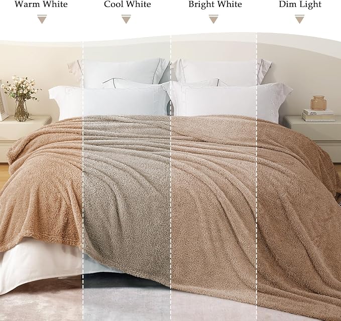 Exclusivo Mezcla Fleece Throw Blanket for Couch and Sofa, 50" x 60" | Super Soft and Cozy Fluffy Blanket for Women, Lightweight and Fuzzy Throw for Home Decor, All Season, Camel