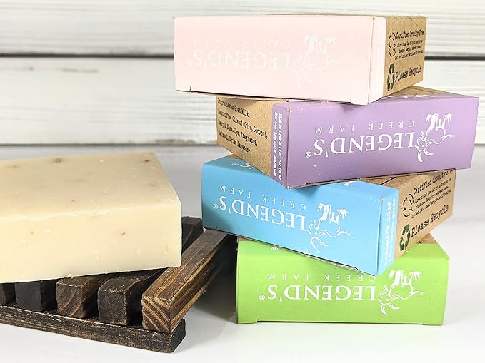 Legend's Creek Farm Goat Milk Soap - Cleansing Moisturizing Bar for Hands and Body - 5 Oz Natural Soap for Sensitive Skin, Handmade in USA (4-Pack: Lime, Cherry, Sweetwater, Lavender)