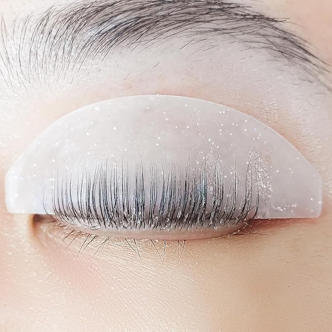 Flat Lash Lift Shields Glueless Ultra Thin Silicone Pads for Perming Lotion No.1, Lash Softening Shields for Easy Korean Eyelash Lift (Glitter White)