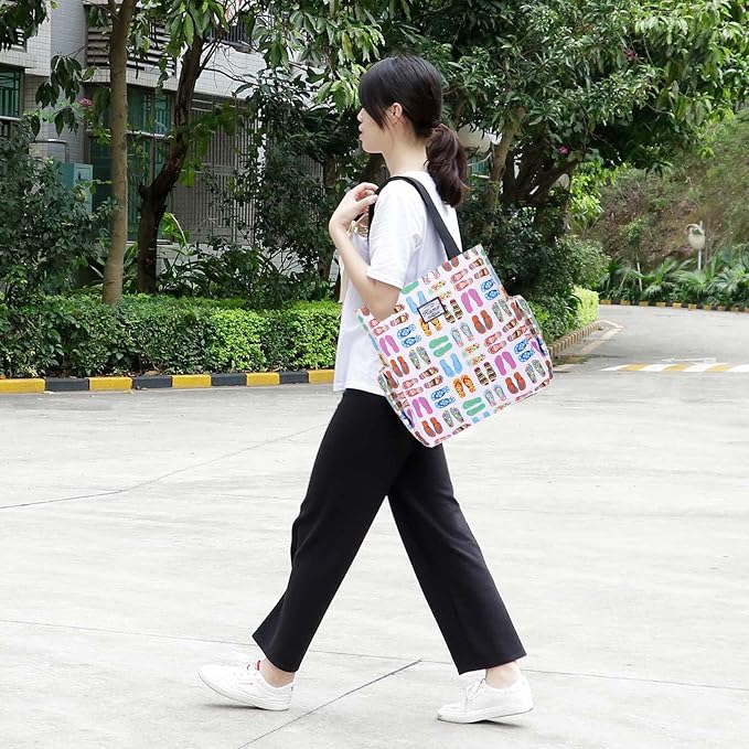 KAMO Floral Tote Bag - Waterproof Lightweight Handbags Travel Shoulder Bag for Hiking Yoga Gym Swimming Travel Beach